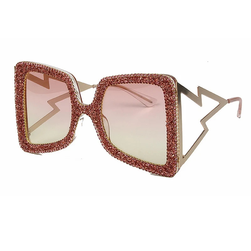 Oversize Sunglasses Women Big Wide Temple Bling Stones Fashion Shades UV400 Vintage Glasses 250318