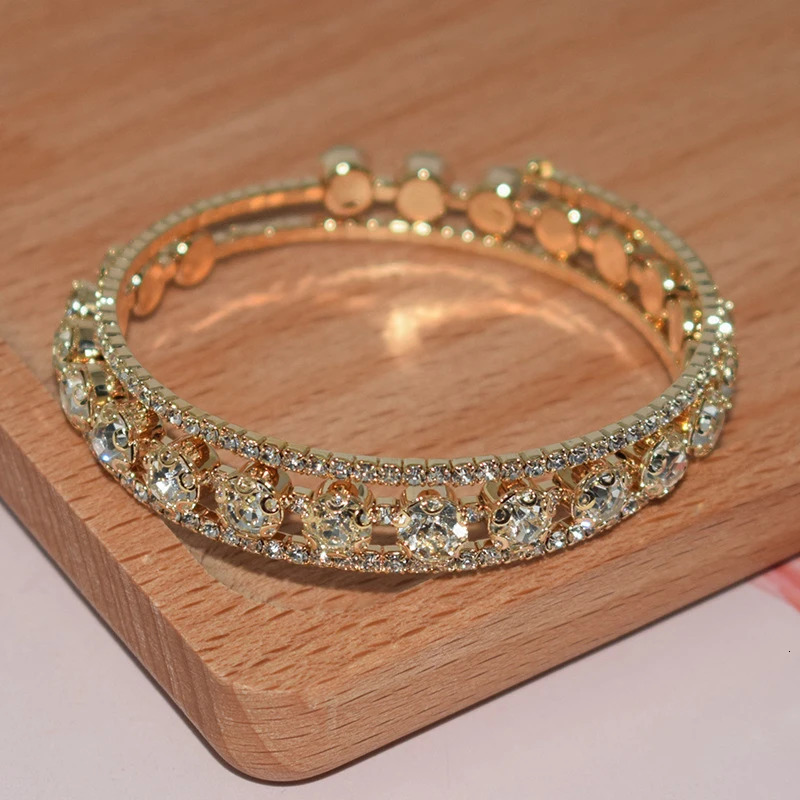 Fashion Crystal Bracelet for Women Wedding Bangle Hand Jewelry Multi-Layer Bridal Rhinestone Bracelet 250320