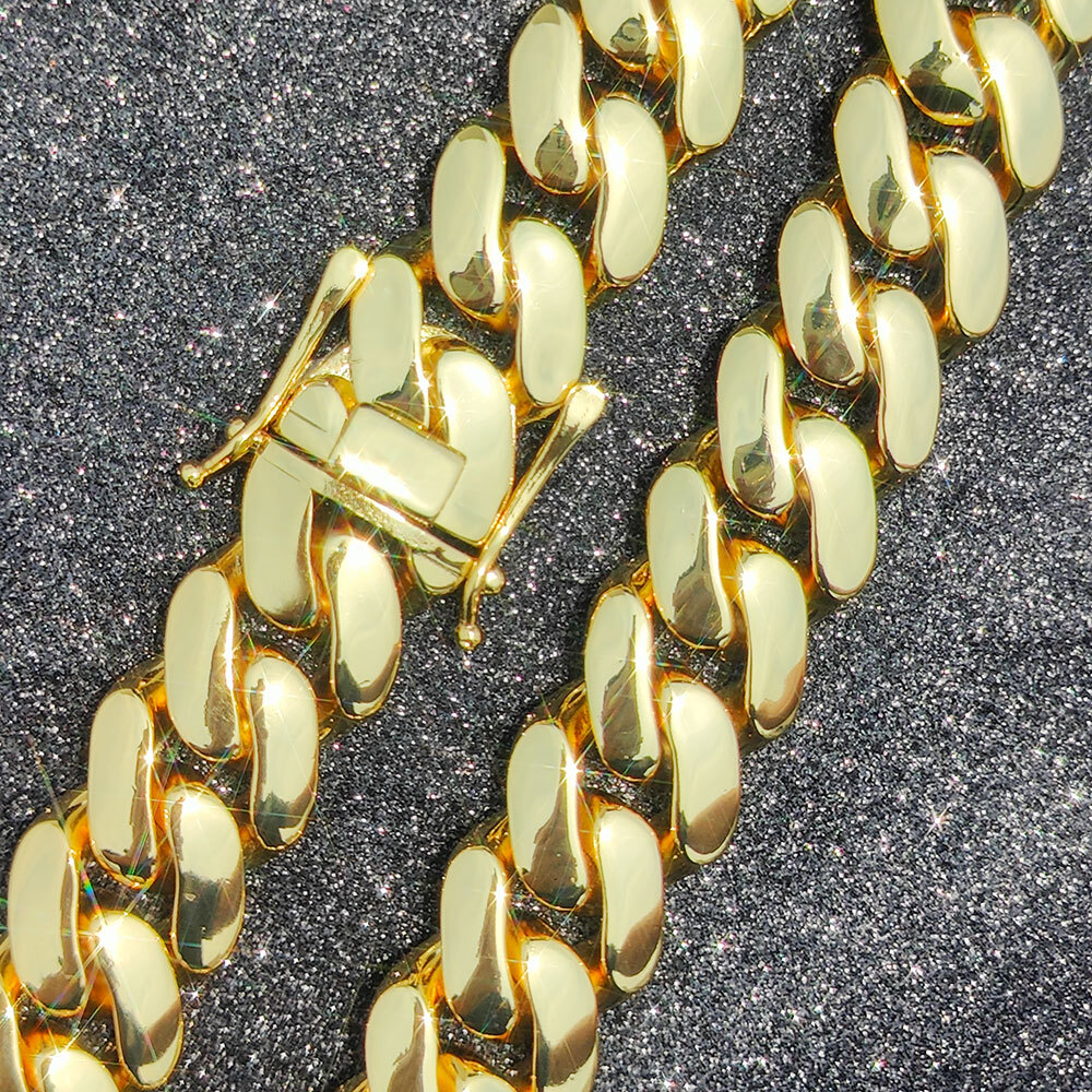 Fashion 22MM Width Miami Brass Cuban Link Chain Hip Hop Jewelry For Men Exaggeration Thick And Heavy Necklace