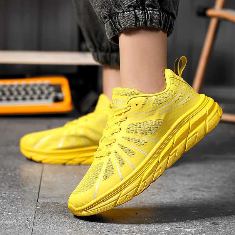 Yellow mens sports shoes summer sales 2025 casual running shoes mens breathable lightweight sports shoes mens platform coaching machine mens sports sh