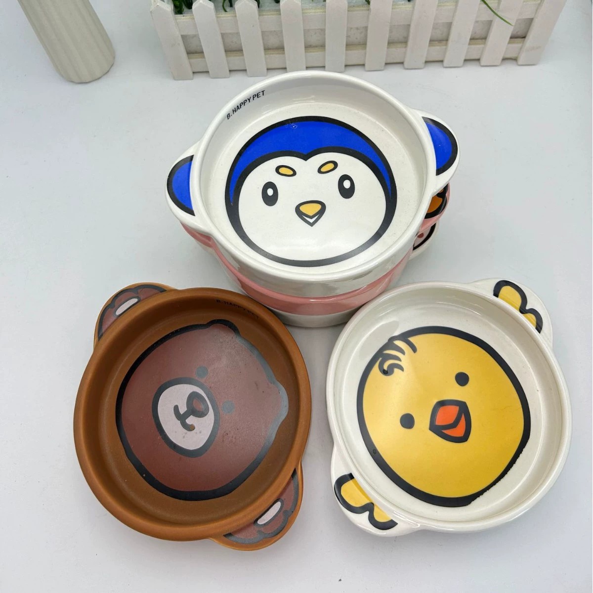 Animal cartoon cat food utensil dog pet water ceramic bowl