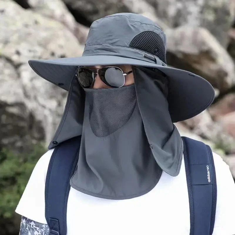 Summer sun hat UV protection hat outdoor hunting and fishing hat hiking and camping sun hat and neckband fisherman hat 250320