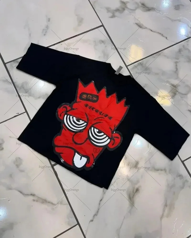 High Street Trendy Y2K Clothing Top Gothic Punk Harajuku Anime Printed Oversized Tshirt Mens Retro Loose Casual Short Sleeve 250318