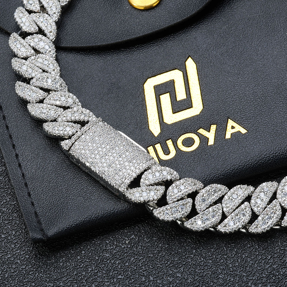 14MM Iced Out Prong Cuban Necklace Brass CZ Hip Hop Jewelry Chains For Men Cubic zirconia Cuban Iced out Chain Gift