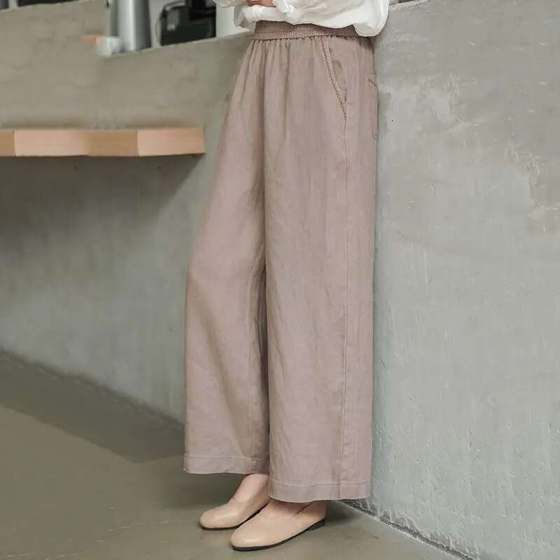 Simplicity Office Lady Solid Color Wide Leg Women Spring Summer Fashion High Waist Appear Thin Straight All-Match Casual Pants