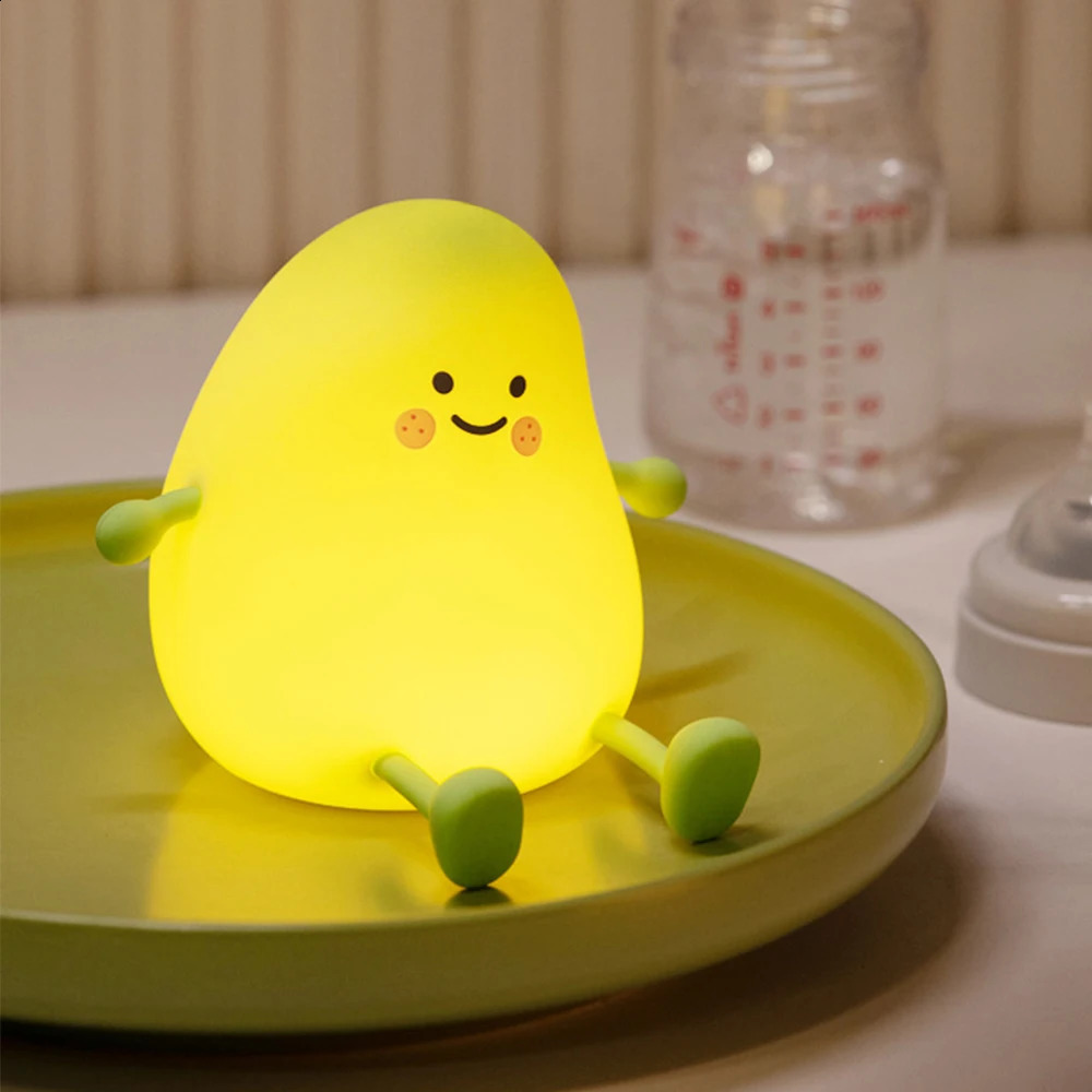 Cute Silicone Nursery Pear Night Light For Baby and Toddler Kawaii Fruit Sleeping NightLight Bedside Lamp For Kids Room 250319