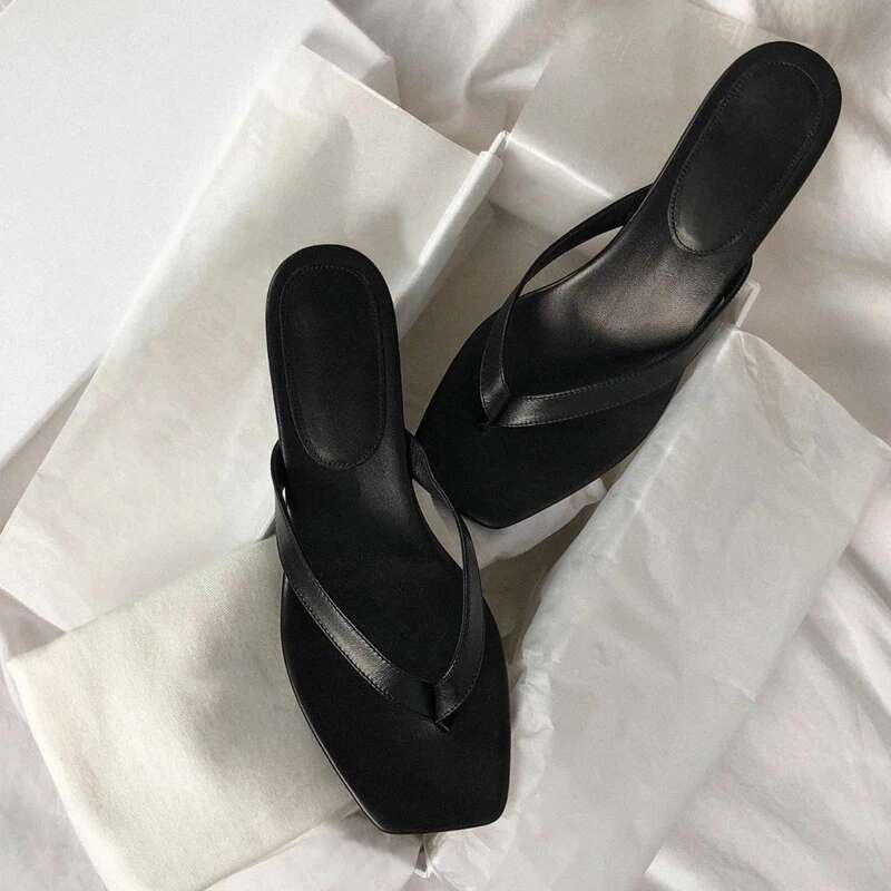 New Square Toe Flip Ps Sandals Stiletto Heels Kitten Heel Sandalias Mujer Summer Slipper Women