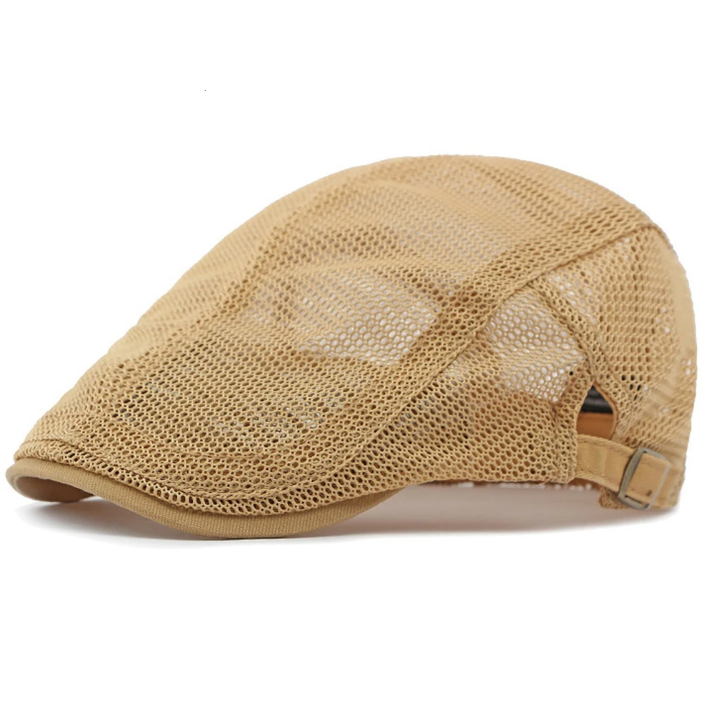 HT4379 Berets Men Women Breathable Mesh Sun Cap Spring Summer Adjustable Flat Cap Male Female Artist Painter Beret Hat Beret Cap 250320