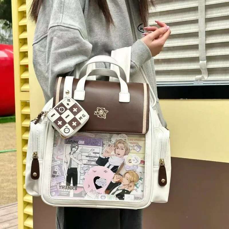 MBTI Fashion Womens Backpack College Style Transparent Casual Backpacks Lolita Jk Cute Daily All-Match Designer Female Ita Bag