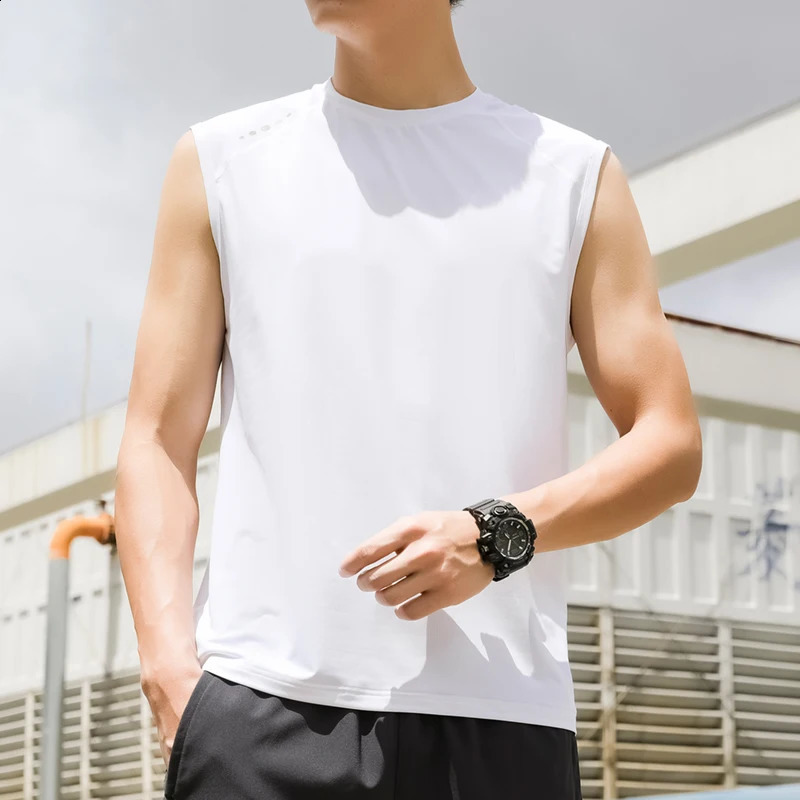 Large mens basic vest summer solid black and white sleeveless Tshirt gym sportswear oversized 7XL 8XL 9XL 250319