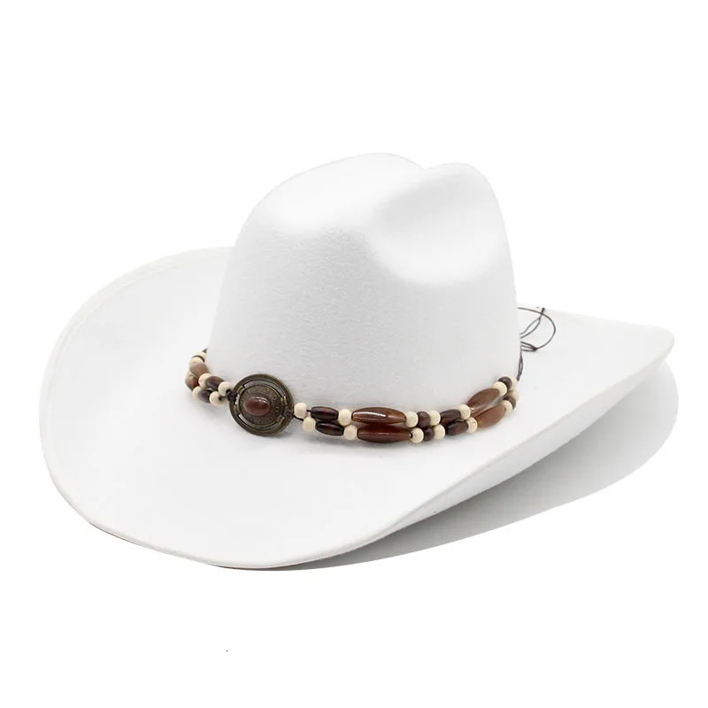 9 5cm Big Brim Edging Woolen Hat Western Denim Top Hat Men And Women Couples Cap Ethnic Style Fur Felt Hat 250320