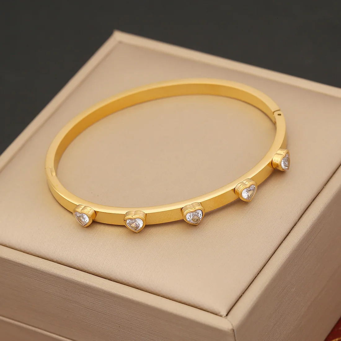 Waterproof Cubic Zircon Bangles Stainless Steel Bracelets Tarnish Free Jewelry for Women Factory Wholesales Customize 250320
