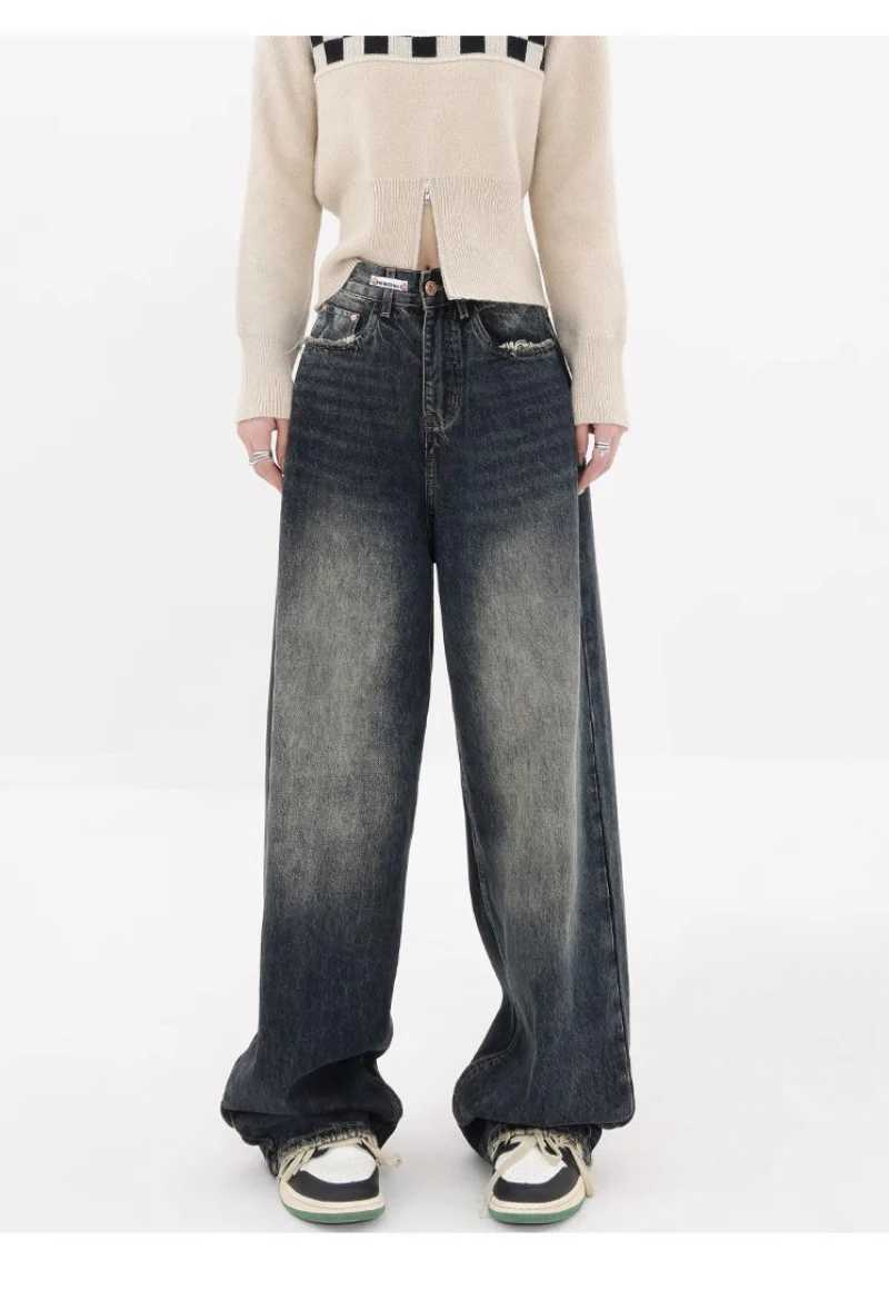 Harajuku Y2K loose jeans womens streetwear retro fashion high waisted pants high street loose wide leg jeans womenT250319