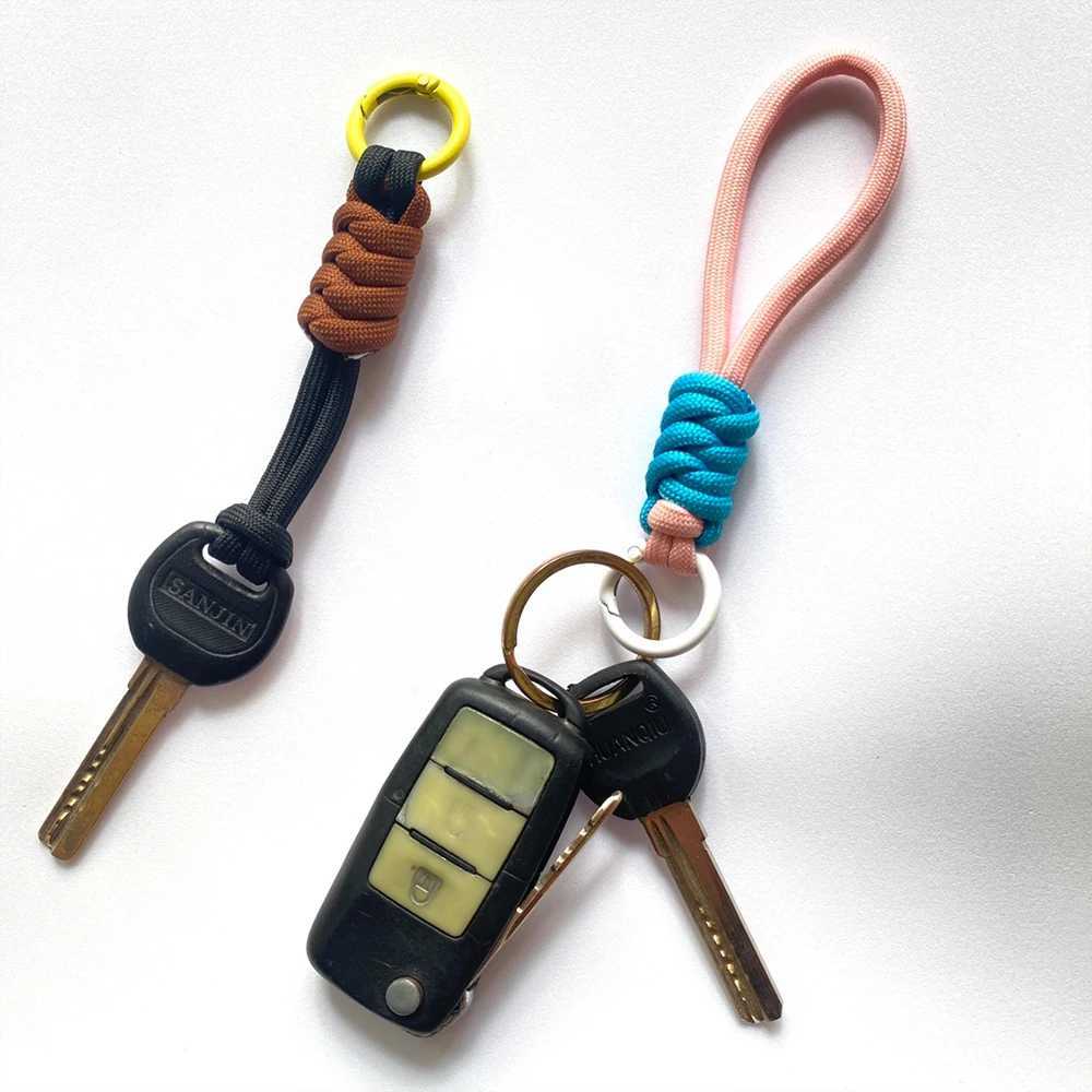 Creative handmade womens keychain mobile phone hanging rope anti loss knot with keyring womens car keyholder key accessoriesXJ250319