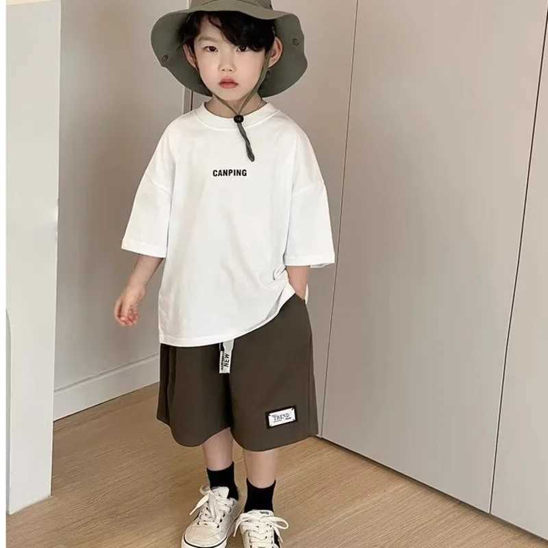 Summer childrens T-shirts cartoon characters boys and girls loose crew members short sleeves American streetwearT250320