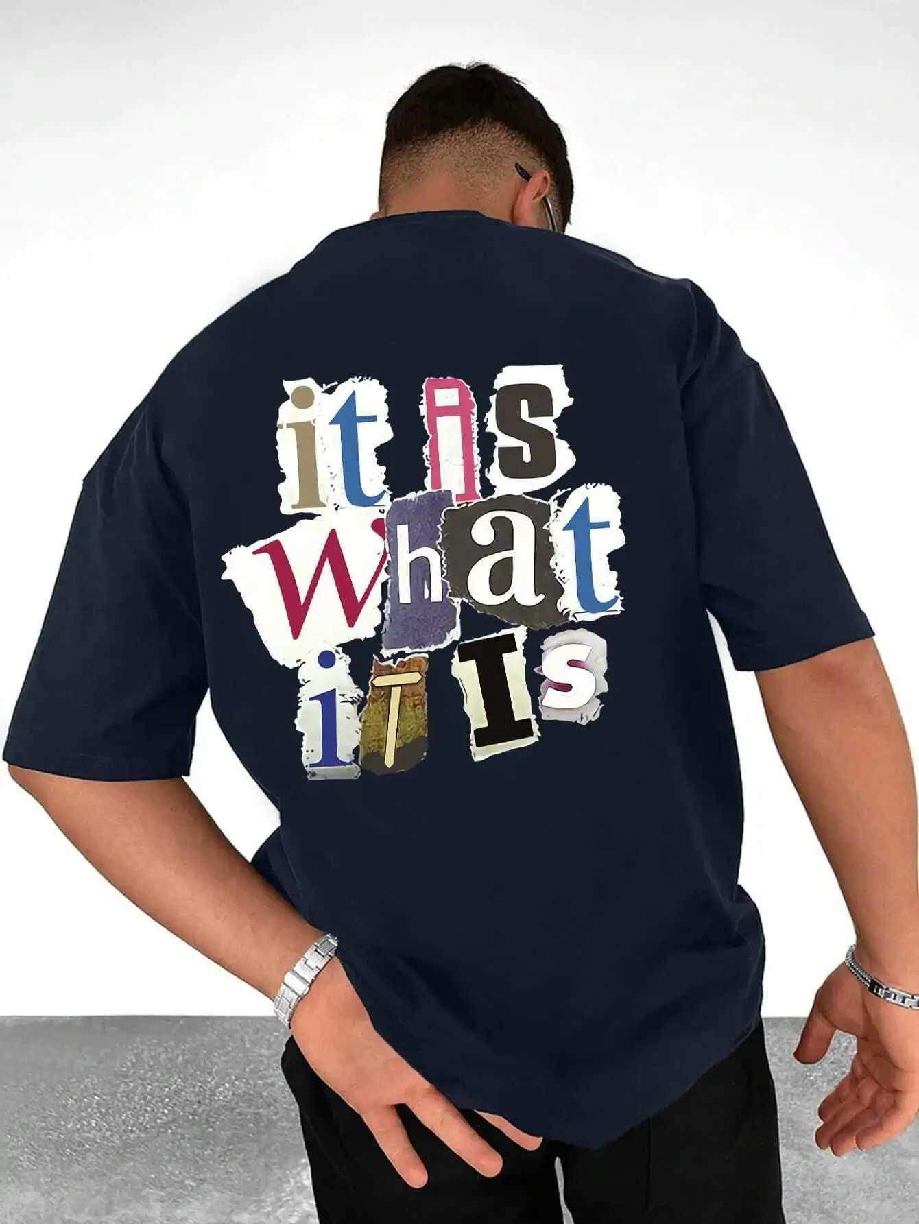 This is the graphic mens T-shirt in the letter. Summer cotton fashionable oversized clothing casual hip-hop top loose and soft T-shirtT250319