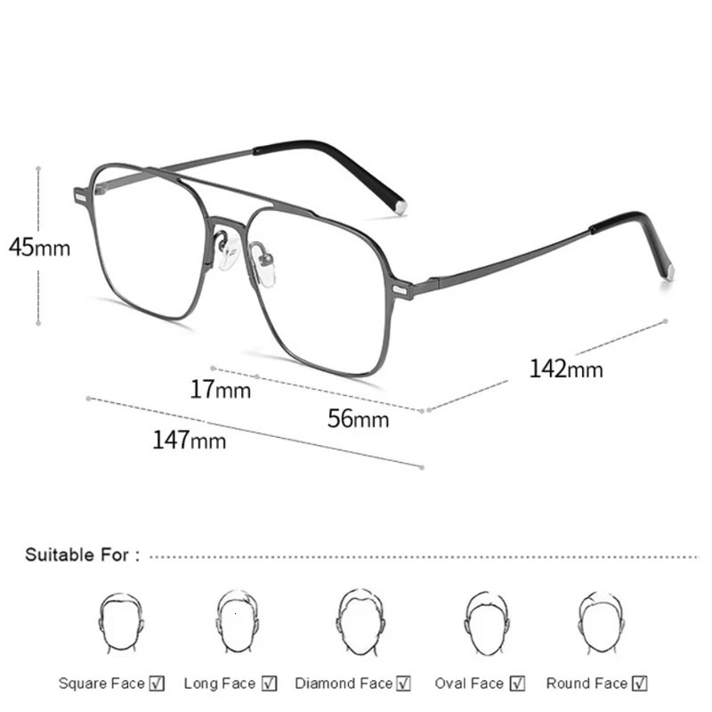 Dsnietp Alloy 2 In 1 Magnet Clip Reading Glasses Men Anti Blue Light Myopia Prescription Glasses Pochromic Eyewear 250228