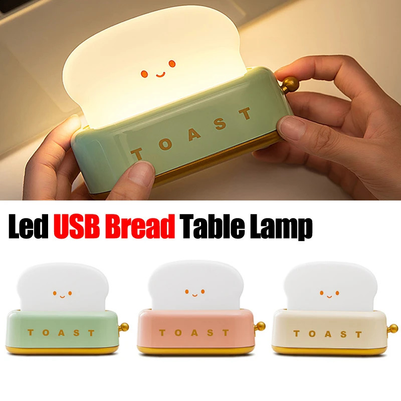 Bread Toast Table Light Toaster Nightlight Creative USB Rechargeable Led Lamp Decor Holiday Baby Bedroom For Birthday Gift 250319