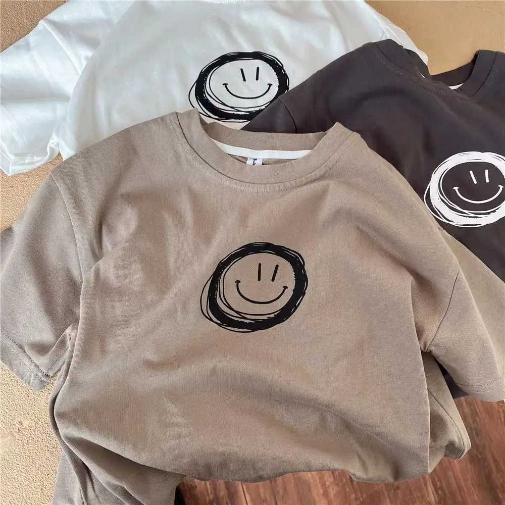 Children Simple TShirt Solid Color Versatile Short Sleeve Tops For Boys And Girls Summer New Baby Thin Cotton Bottoming ShirtT250320