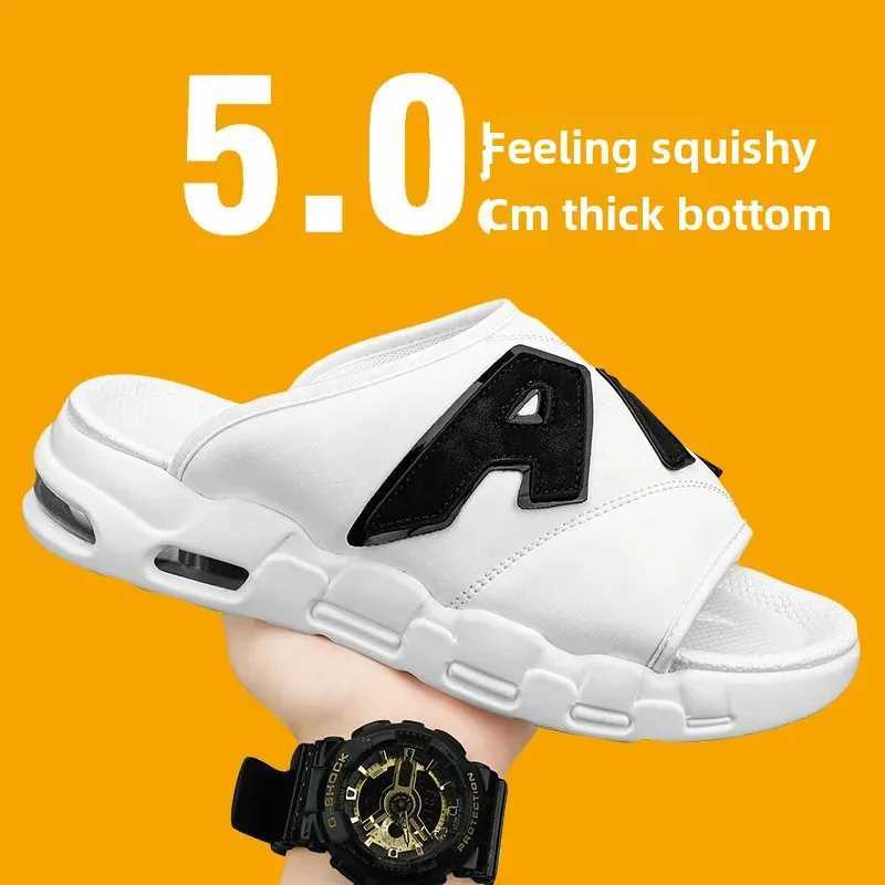 Plus Sizepu Air Cushi Mens Slippers Summer New Korean Casual Customized Fashion Beach Wear Y250320
