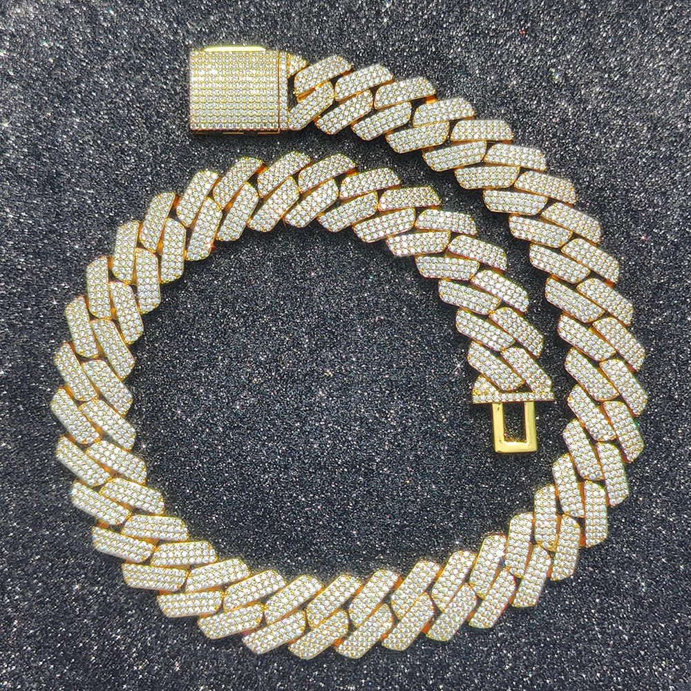 High Quality Hip Hop Jewelry 20mm Bling Iced Out Necklace Three Row Thick And Heavy Cuban Link Chain Necklace For Men