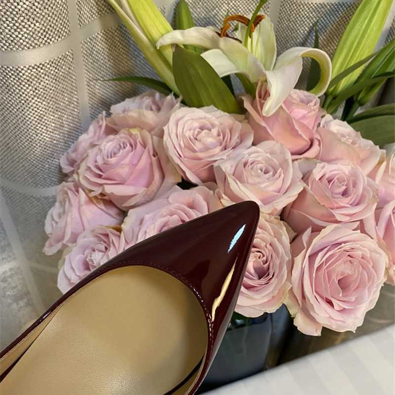 Classic Claret 12cm High H Shoes Wan Pumps 10cm Taces Pointed Toe High Heels Sexy Wedding Party Shoes QKOU006 ROVICIYA Y250319