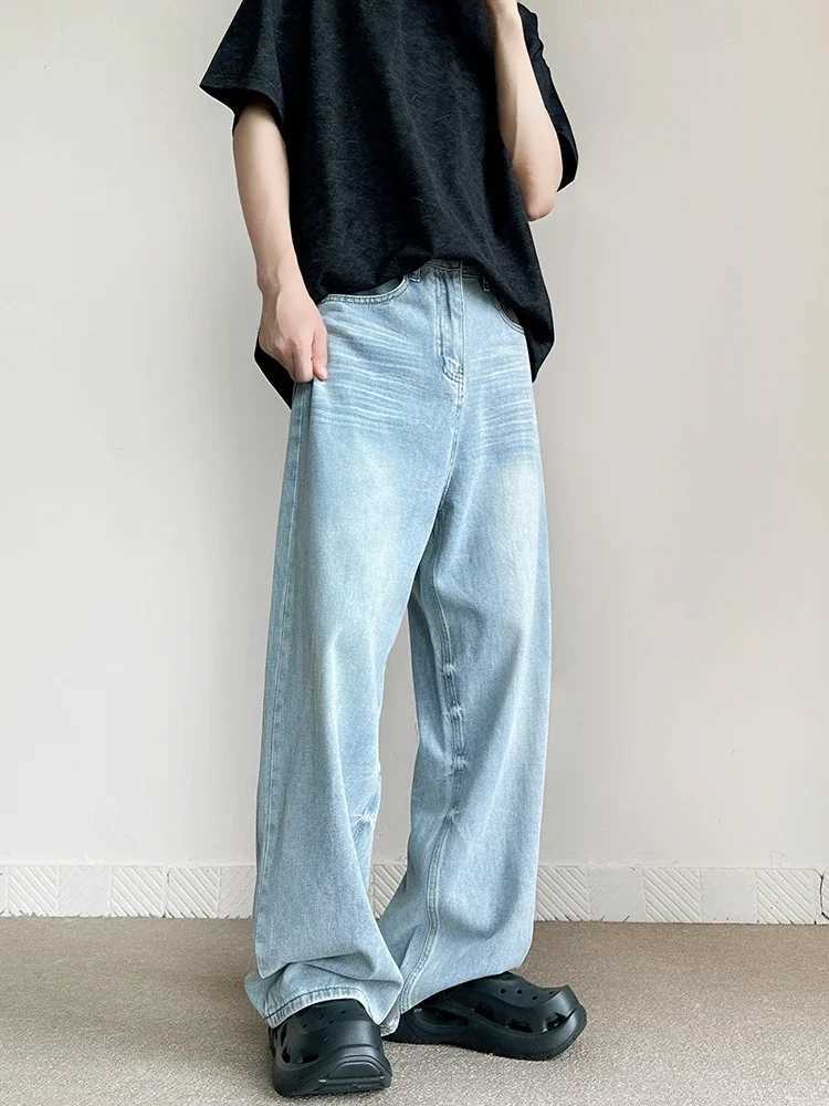 Mens retro blue jeans straight fashion casual comfortable pocket jeans street hip-hop trend mens styleT250319