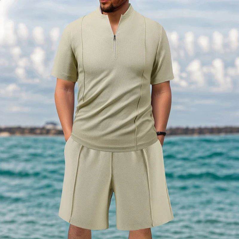 Mens Summer Ice Silk Short Sleeved T-shirtquick Drying Loose Shorts Paired with Running and Fitness Equipment Sports Suit Thin 250319