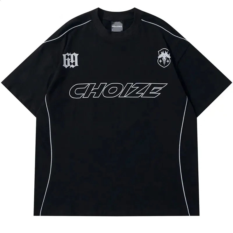 Mens oversized Tshirt clothing Alphabet printed line short sleeved hiphop casual 2024 Harajuku Street top 250318