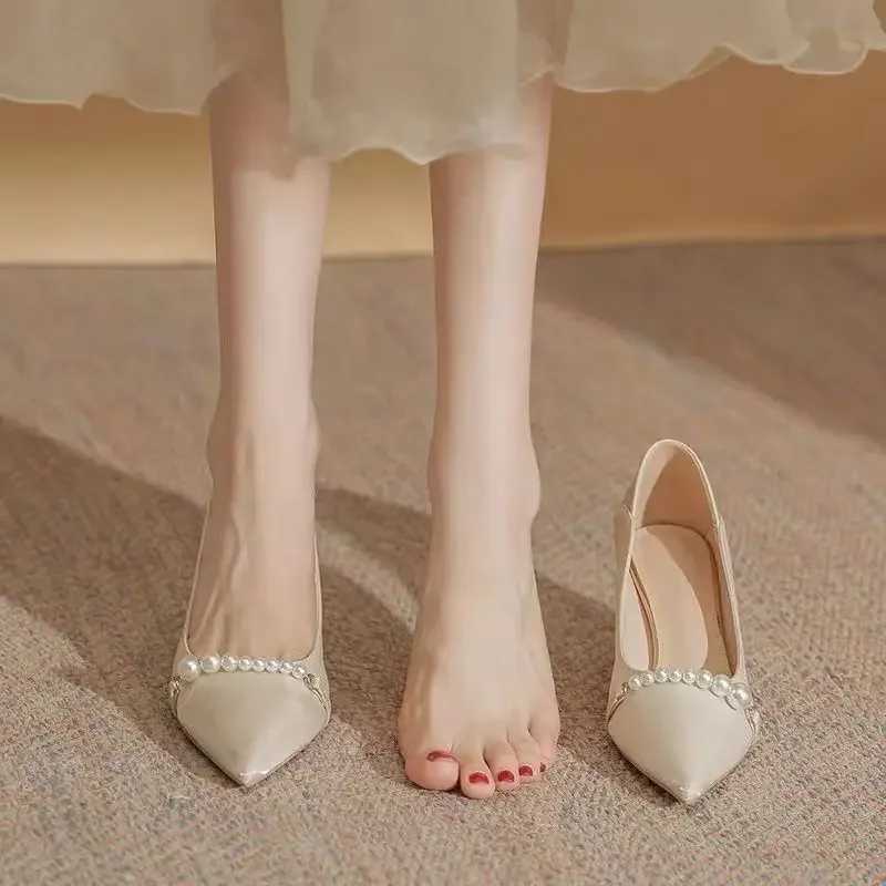 Wen 2024 Red High H Womens Summer High Heels Sexy Pump Bridal Pearl Wedding Shoes Heeled Beau Today Last A E Y250319
