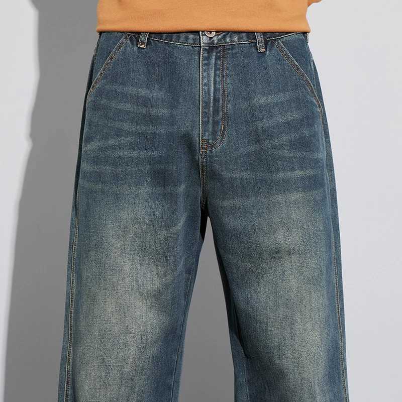 American nostalgic trend brand high street pocket wide leg jeans for spring cool and high-quality fabric comfortable skin breathable jeansT250319