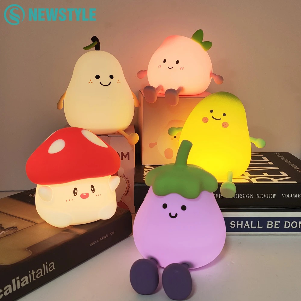Cute Silicone Night Light Soft Sleeping Nursery Nightlights Rechargeable Dimmable Timer Table Lamp For Room Decor Baby Bedside 250319