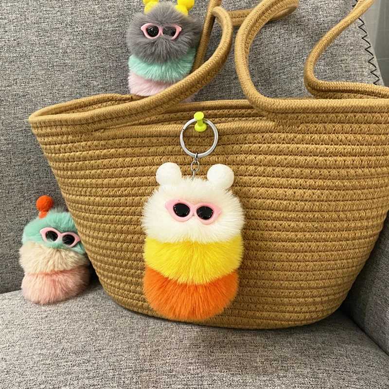 Cartoon Plush Keychain Girl Fun Pong Filling Animal Doll Keychain Backpack Car Pendant Accessories Jewelry GiftsXJ250319