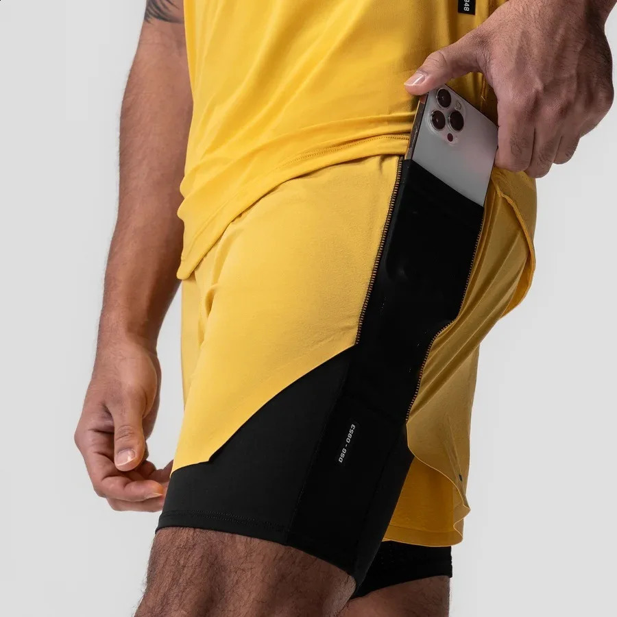 Summer Vacation Two Run Quick Dry Sports Shorts Mens Basketball Fitness Marathon Off Road Training Quarter Pants 250319