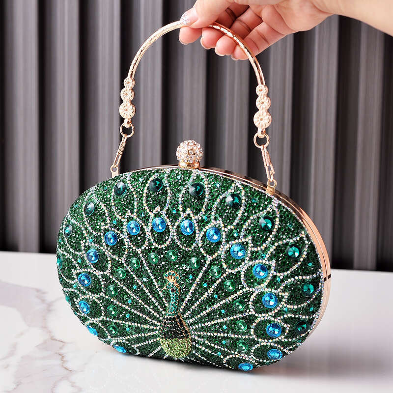 New Pea Studded Dia Dinner European And American Retro Style Party Bag, Black High-End Dress Bags