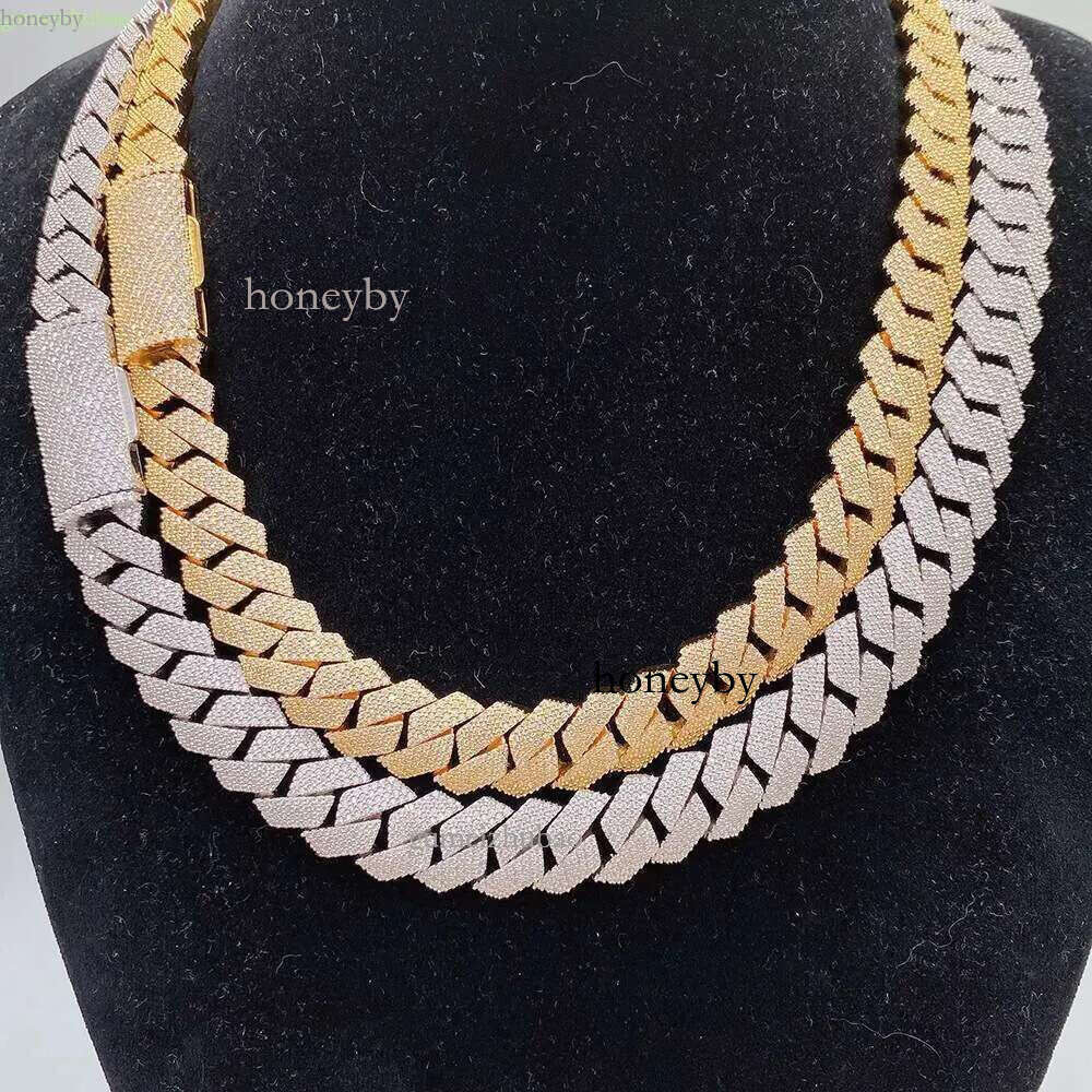 Passed Vvs Test Hip Hop Jewelry Necklace 15mm GRA Ice Out Moissanite Dia Cuban Chain Popular with Rappers