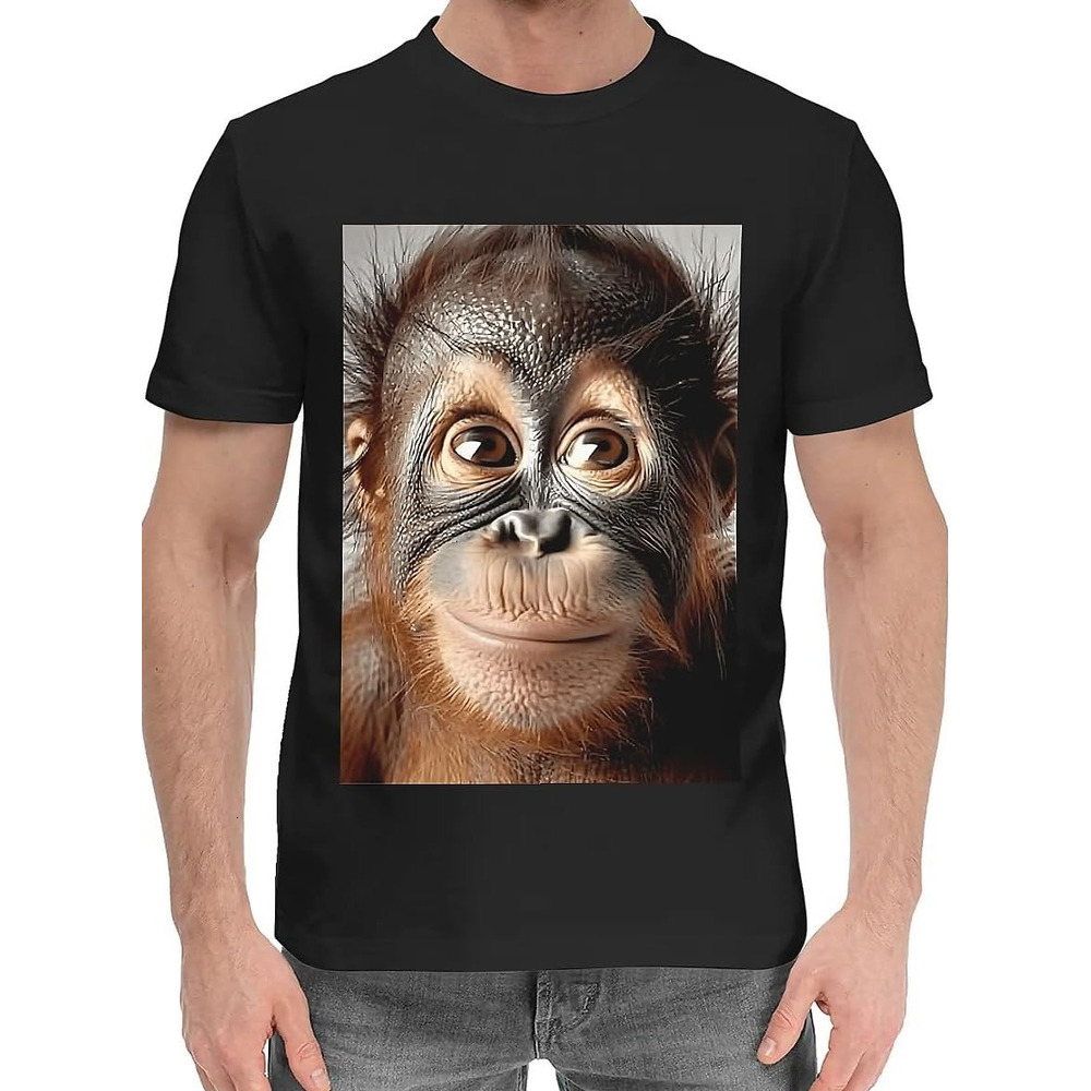 T shirt for Mens Mens Novelty T-Shirts Graphic 2D Print Summer Short SleeveS - Baby Orangutan Smiling Face Graphic Tee Casual Tops Clothes Short sleev