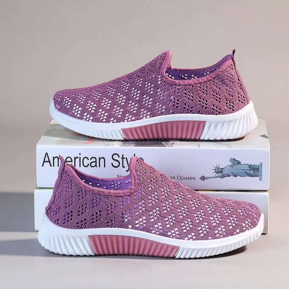 Summer Korean Mesh Comfortable Women Breathable Hollow Sports Walking Sneakers Casual Flat Ladies Solid Shoes 2023