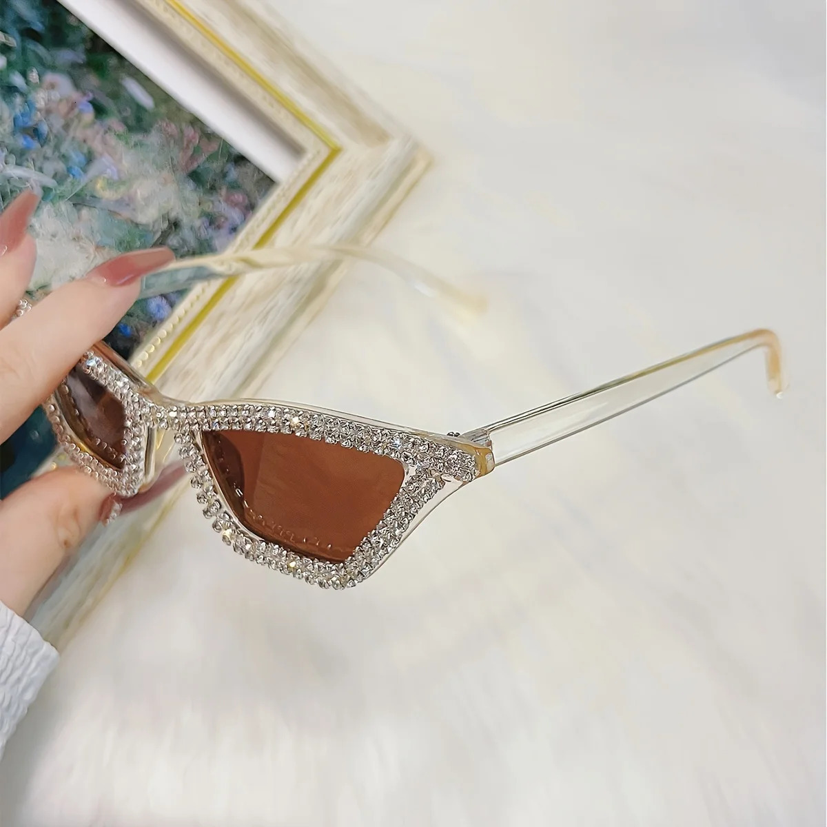 1PC Rhinestone Sunglasses Party Glasses Cat eye Sunglasses Cat eye Glasses Eyewear for Women Men Bar sunglasses 250320