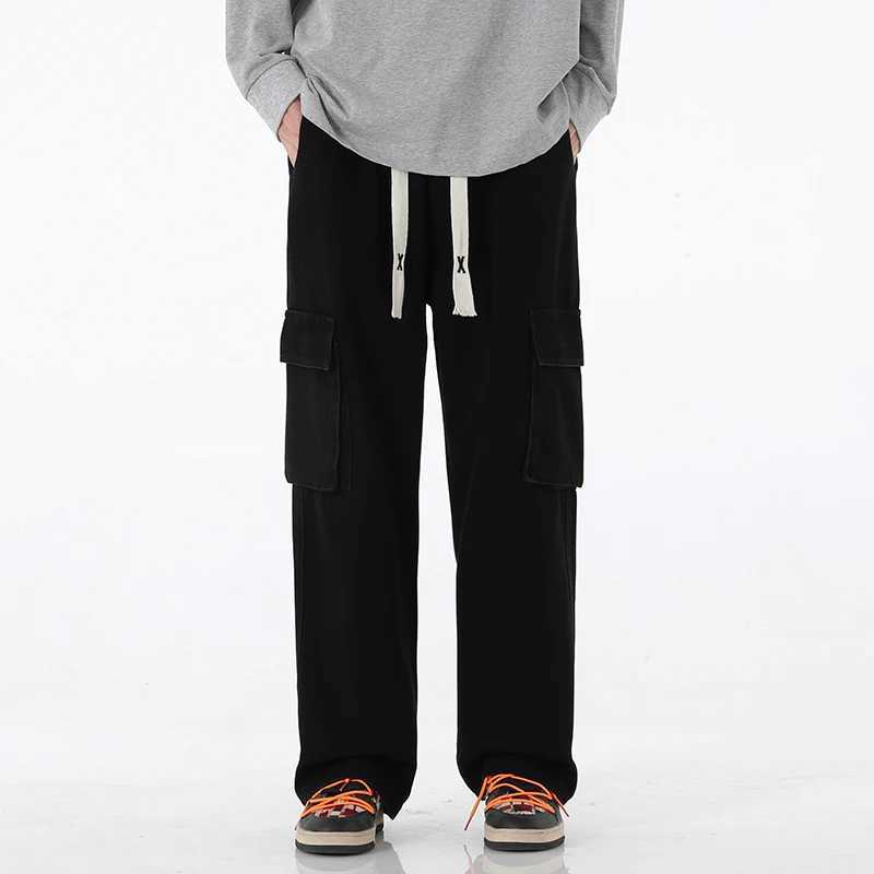 2024 New Mens Bag Jeans Fashion Street Clothing Retro Wide Leg Pants American Street Clothing Y2K Large Pocket Youth CoatT250319