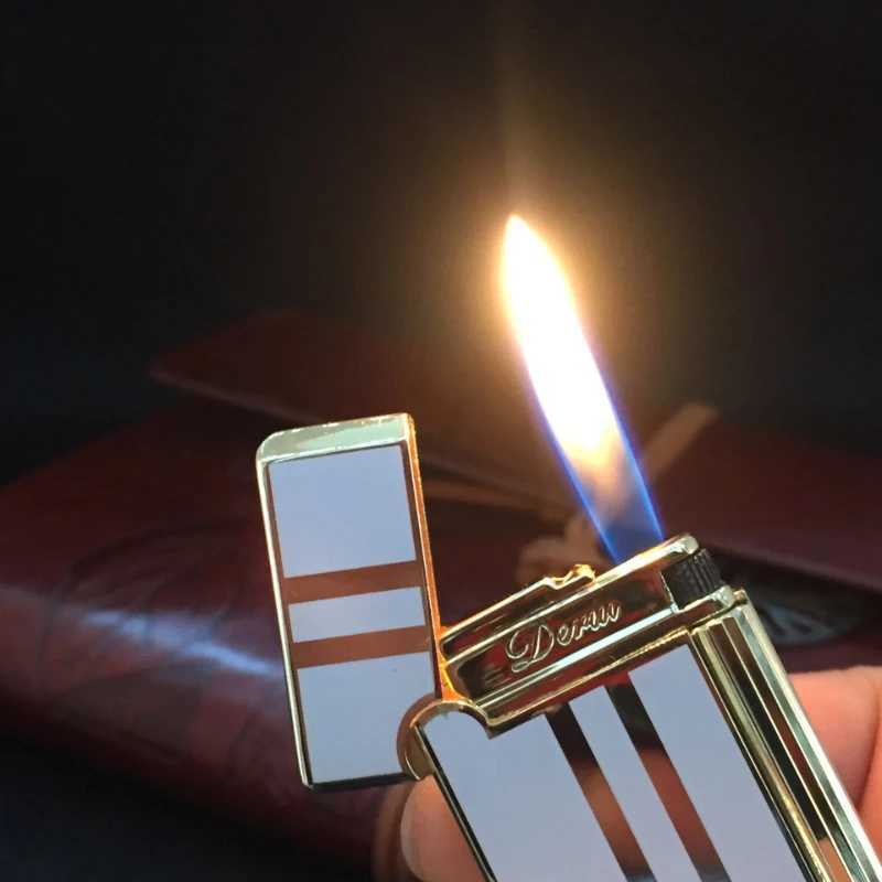 New lightweight luxury high-end ultra-thin Langsheng metal inflatable butane grinding wheel light mens gift cigar accessories M250320
