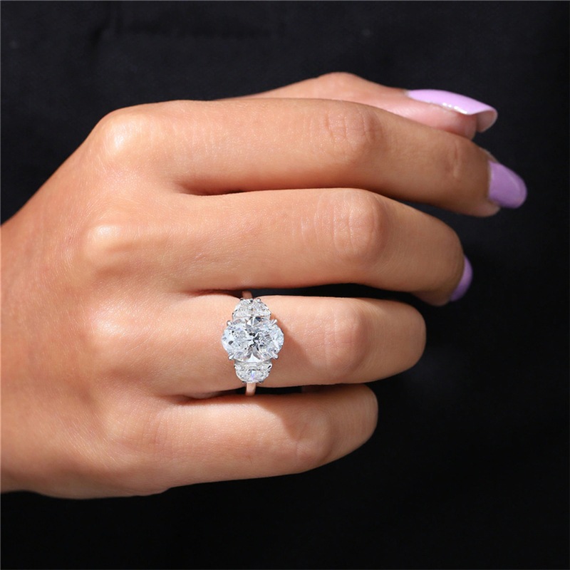 Elegant Jewelry 3 Carat Oval Diamond Engagement Ring in 14K 18K White Gold with IGI Certification Ideal Wedding Band for Her