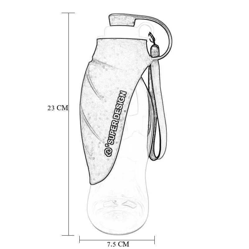 580ml portable pet dog water bottle with soft silicone leaf design travel bowl small dog cat drink outdoor water dispenser pet supplies Y250319
