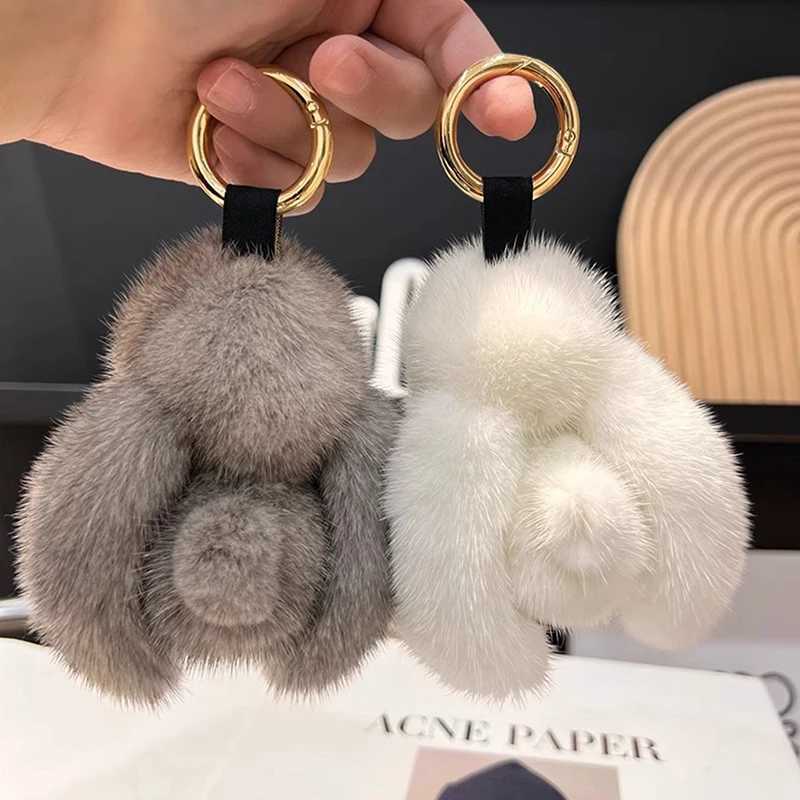 Cute fluffy rabbit keychain ring plush fluffy rabbit bag pendant couple car keychain jewelry giftXJ250319