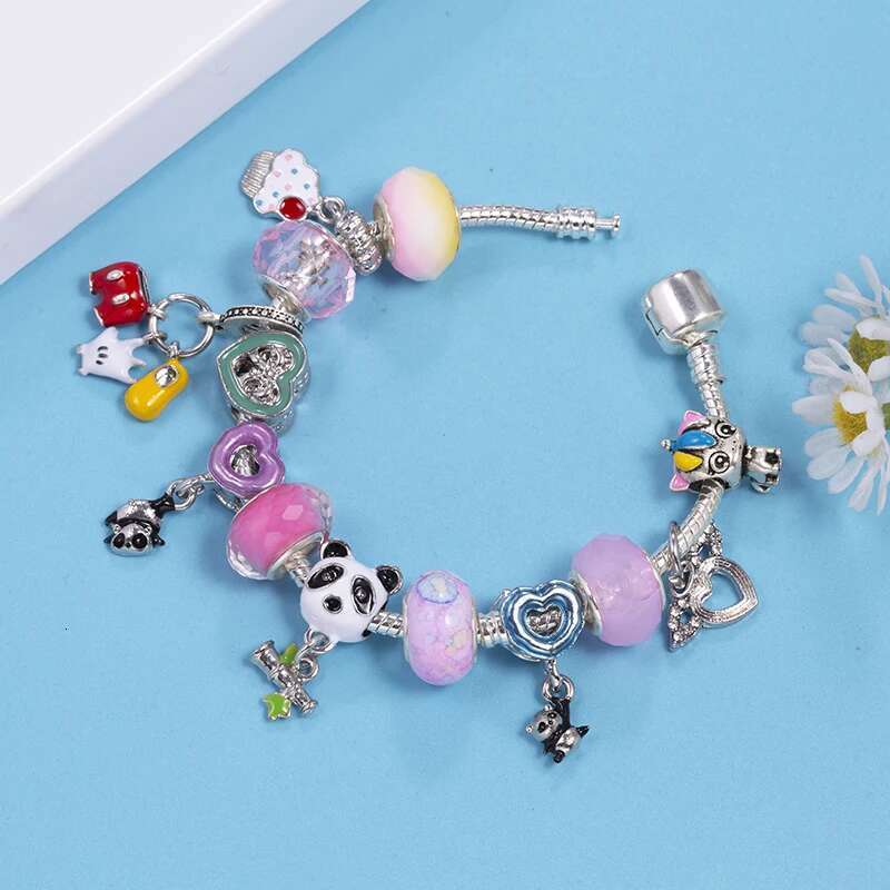 Silver Color Charm Bracelets Fits DIY Bear Unicorn Beads Bracelet For Women Girl Bijoux Pulseras Jewelry Gift Wholesale