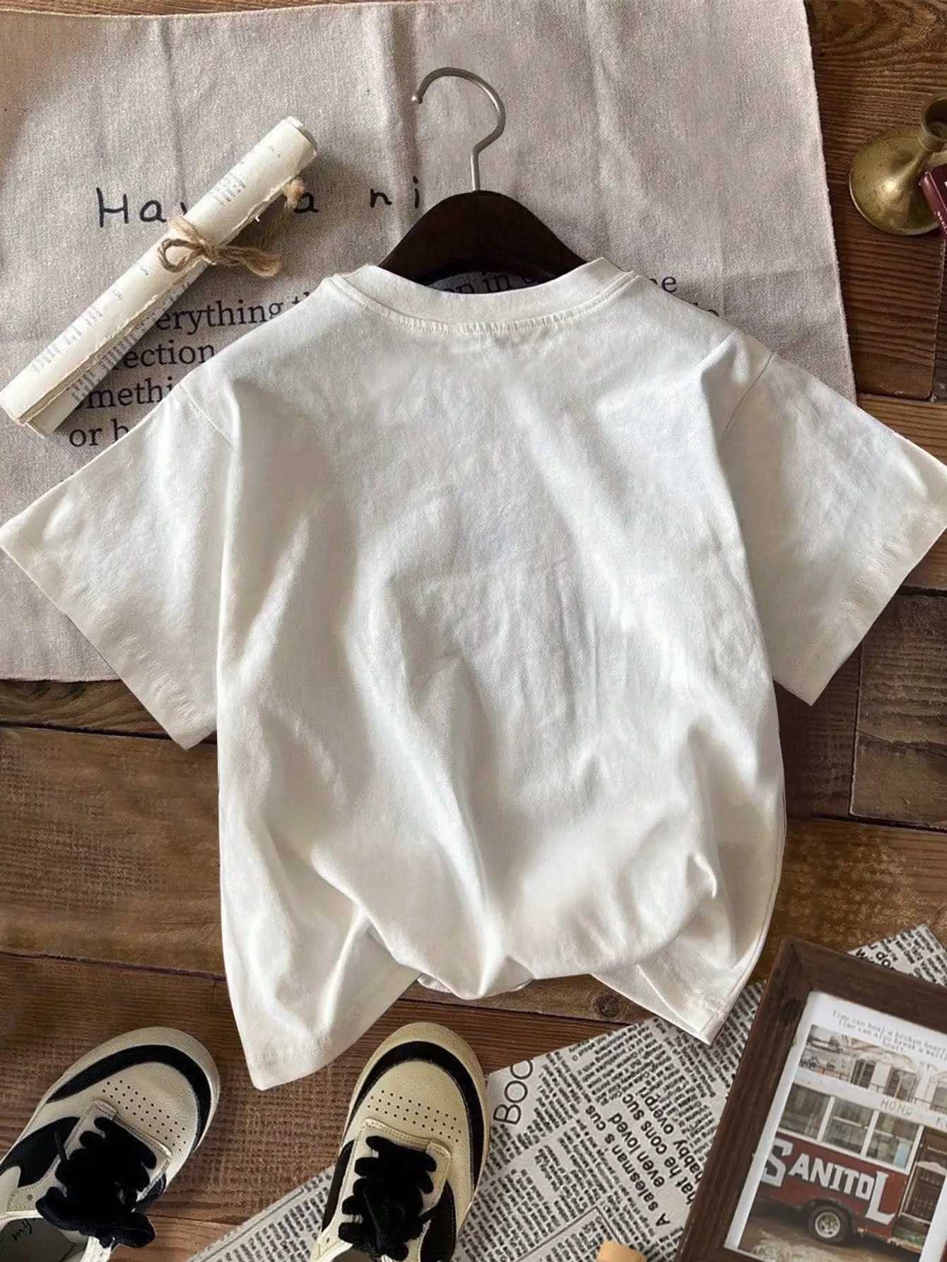 Tween Girl Retro Western Cowboy Pattern Sunflower Casual Simple Short Sleeve T-Shirt Round Neck Suitable For Summer WearT250320