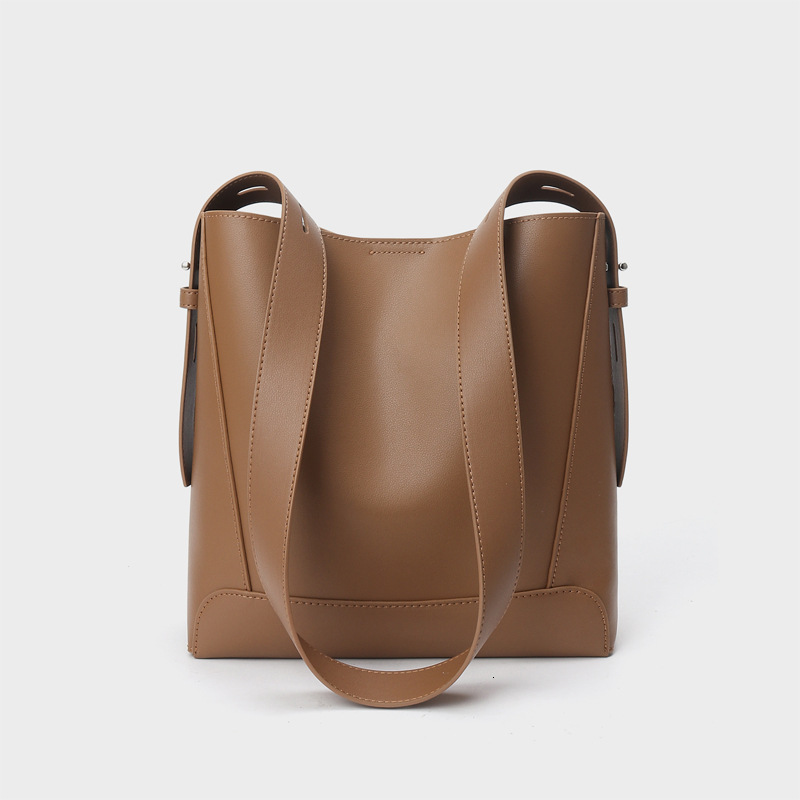 Women S Diagonal Cross Versatile Leather Shoulder Bag Large Capacity Commuting Bucket Bag Shoulder Bags