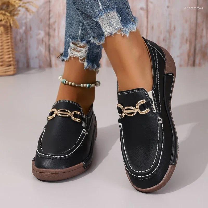 Casual Shoes Women Flat Plus Size 43 Genuine Leather Slipony Low Heels Chaussures Femme Ballet Flats Loafers