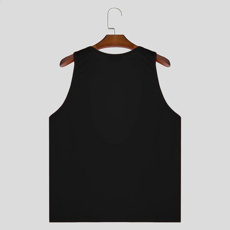 Mens tight fitting gym deep Vneck vest casual fashion sleeveless sportswear fashionable slim patch fitness S2XL 250319