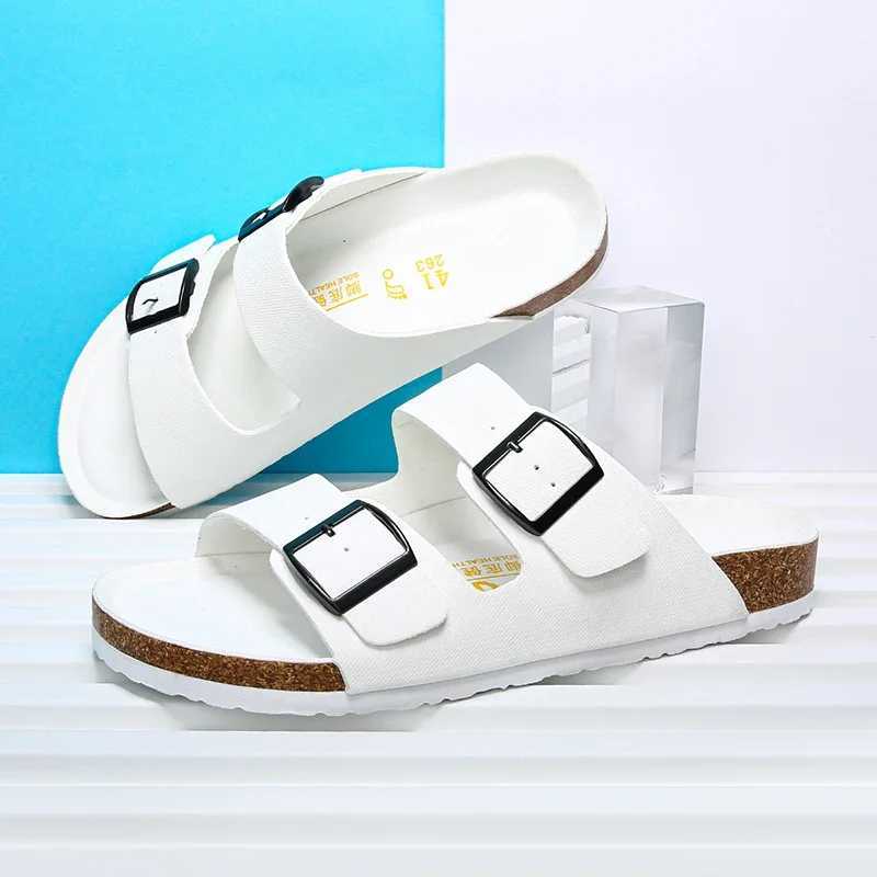 New Summer Cork Sandals Mens Plush Artificial Suede My Slide Brown Classic Buckle Cork Slide Y250320
